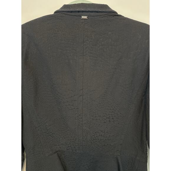 St John Embossed Textured Blazer Jacket Zip Front 1/2 Sleeve Pockets Black Sz 10 - Picture 10 of 15